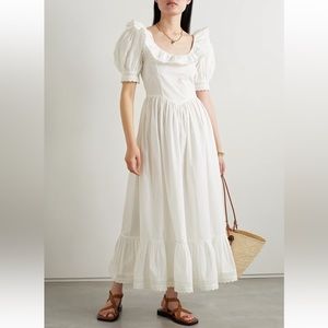 DOÊN lupine Broderie anglaise-trimmed organic cotton poplin maxi dress